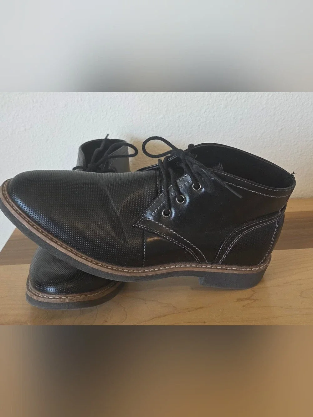 Boys Black Lace-Up Dress Shoes